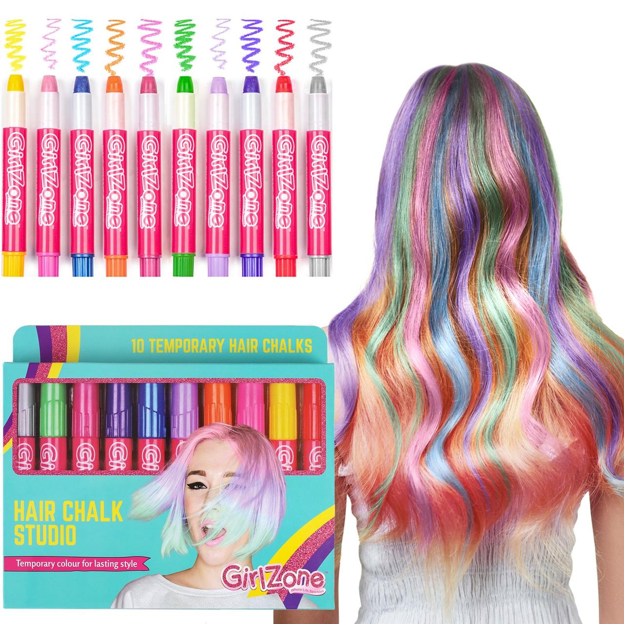 Цветные карандаши мелки для волос GirlZone Hair Chalk Set For Girls качество супер яркие волосы - фото 1 - id-p1185781295