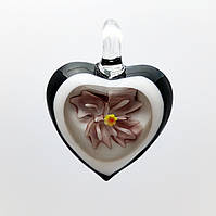 Кулон LW "Серце, фіолетова квітка", 31х41х10 мм