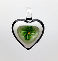 Кулон LW "Серце, салатова квітка", 31х41х10 мм