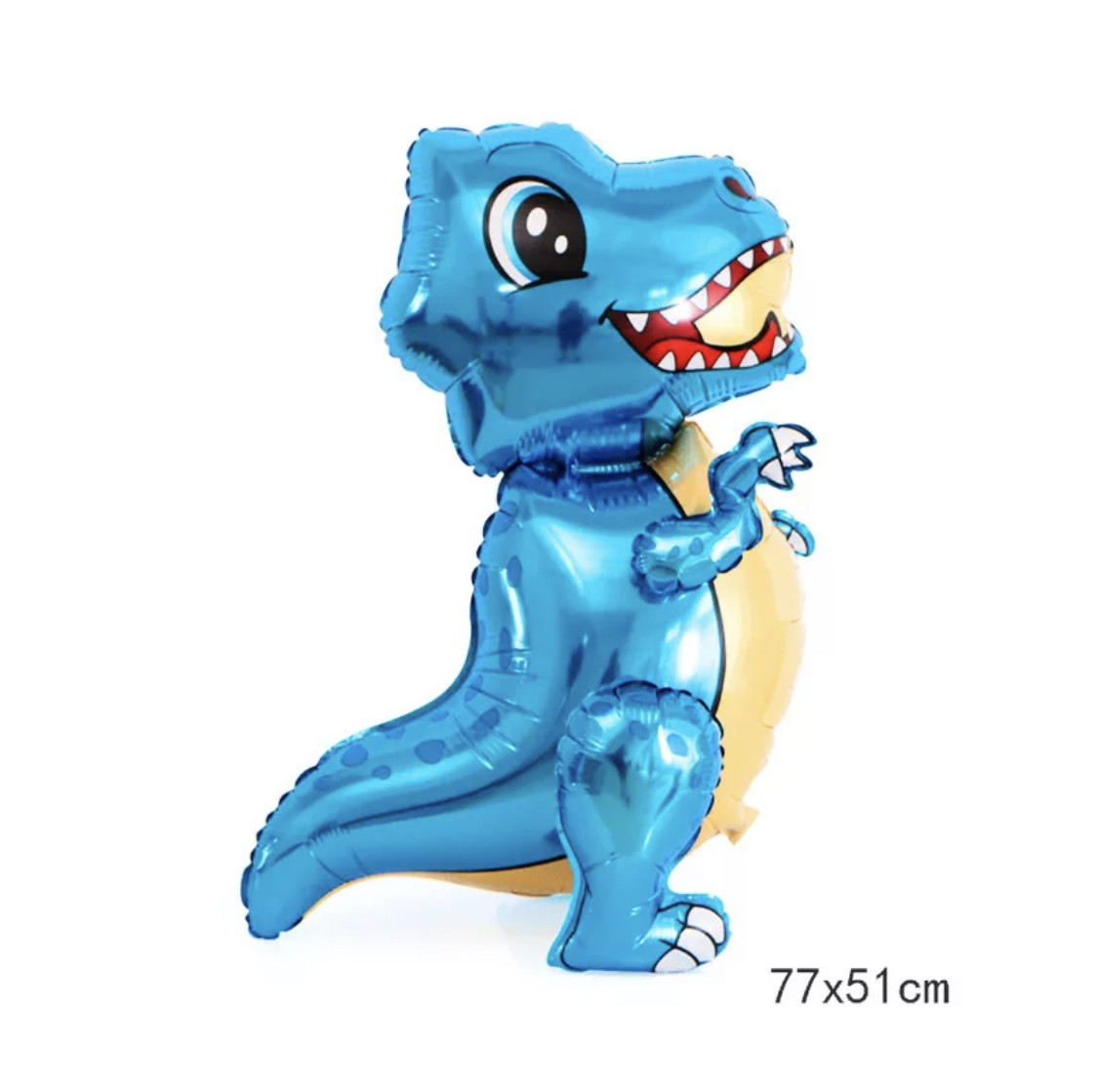 Фольгована куля 3D Динозаврик Синій.Розмір 77*51 см. В індивідуальному пакованні.