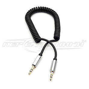 Аудіокабель AUX 3.5 mm jack (преміум якість), спіраль, 1,5 м, фото 3