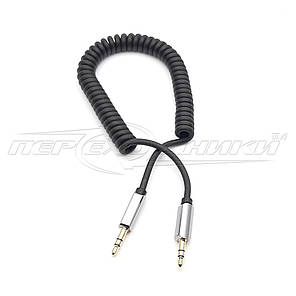 Аудіокабель AUX 3.5 mm jack (преміум якість), спіраль, 1,5 м, фото 4