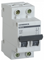 Автоматичний вимикач ВА47-29 2Р 32А 4,5 кА х-ка С GENERICA MVA25-2-032-C