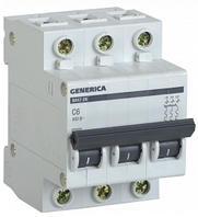 Автоматичний вимикач ВА47-29 3Р 6А 4,5 кА х-ка С GENERICA MVA25-3-006-C