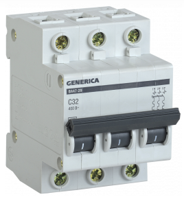 Автоматичний вимикач ВА47-29 3Р 32А 4,5 кА х-ка С GENERICA MVA25-3-032-C, фото 1