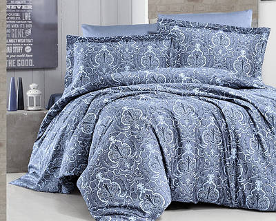 Постільна Білизна First Choice Cotton Satin Delmor Indigo Полуторний