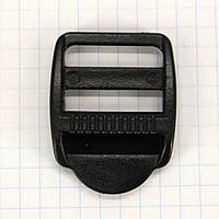 Регулятор пряжка перетяжка 25 мм пластиковая 3х щелевка чёрный для сумок a3627 (100 шт.)