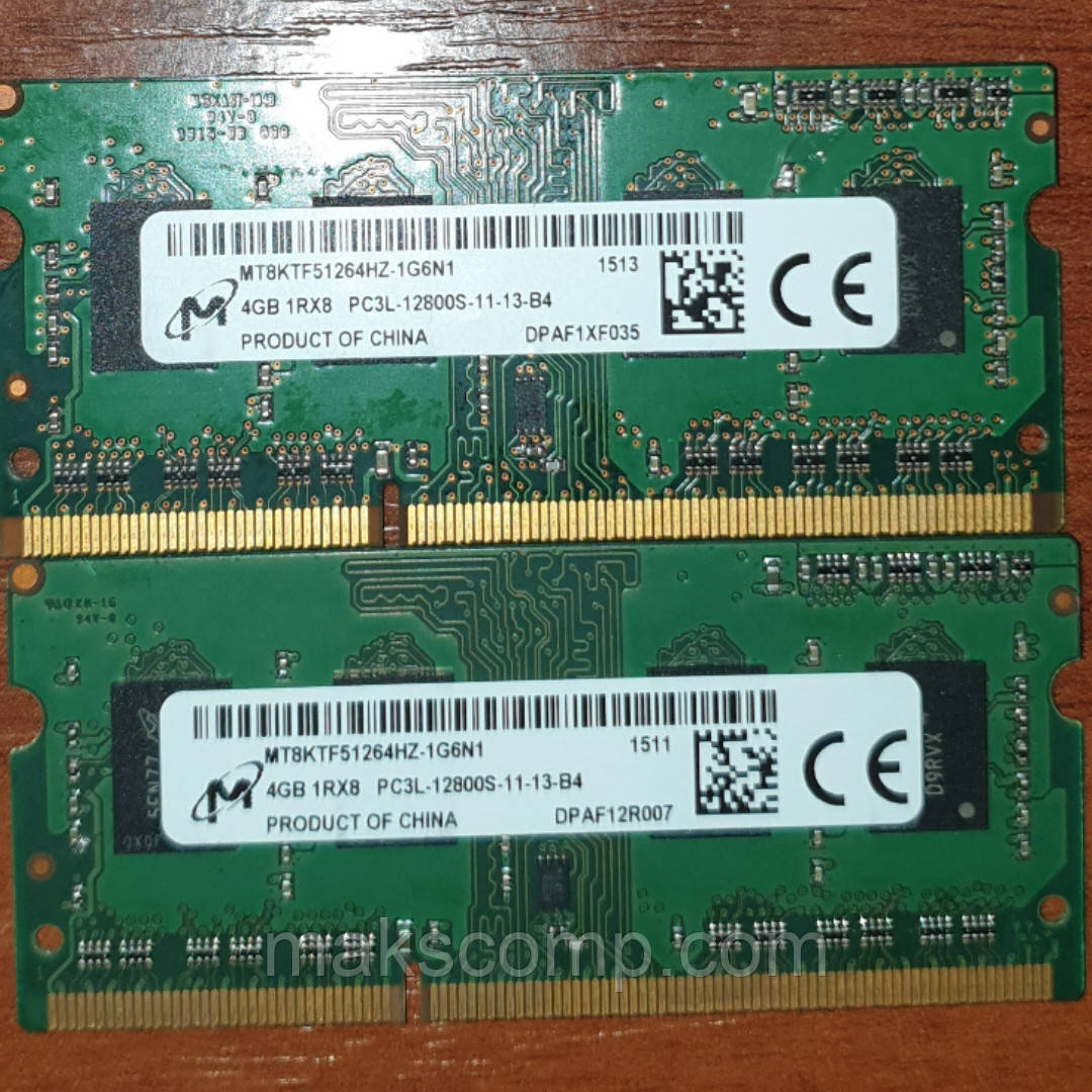 Пам'ять Micron 4G So-DIMM PC3L-10600S DDR3-1600 1.35 v (MT8KTF51264HZ-1G6N1)