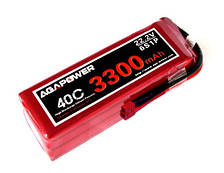 Акумулятор AGA POWER Li-Pol 3300mAh 22.2V 6S 40C Softcase 41x44x134мм T-Plug