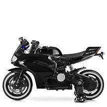 Дитячий електромотоцикл чорний Bambi M 4104ELS-2 2 мотори, фото 4