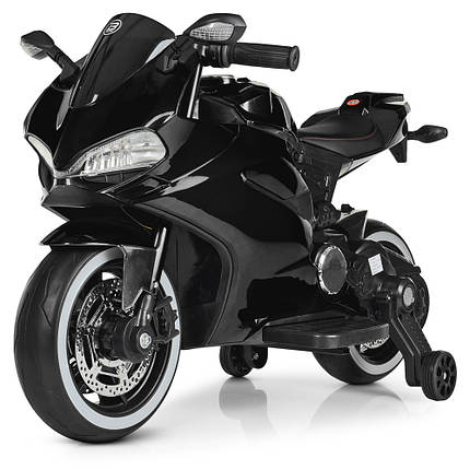 Дитячий електромотоцикл чорний Bambi M 4104ELS-2 2 мотори, фото 1