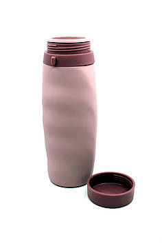 Складана пляшка для води та напоїв Silicone Bottle 600 мл Рожева (500013)