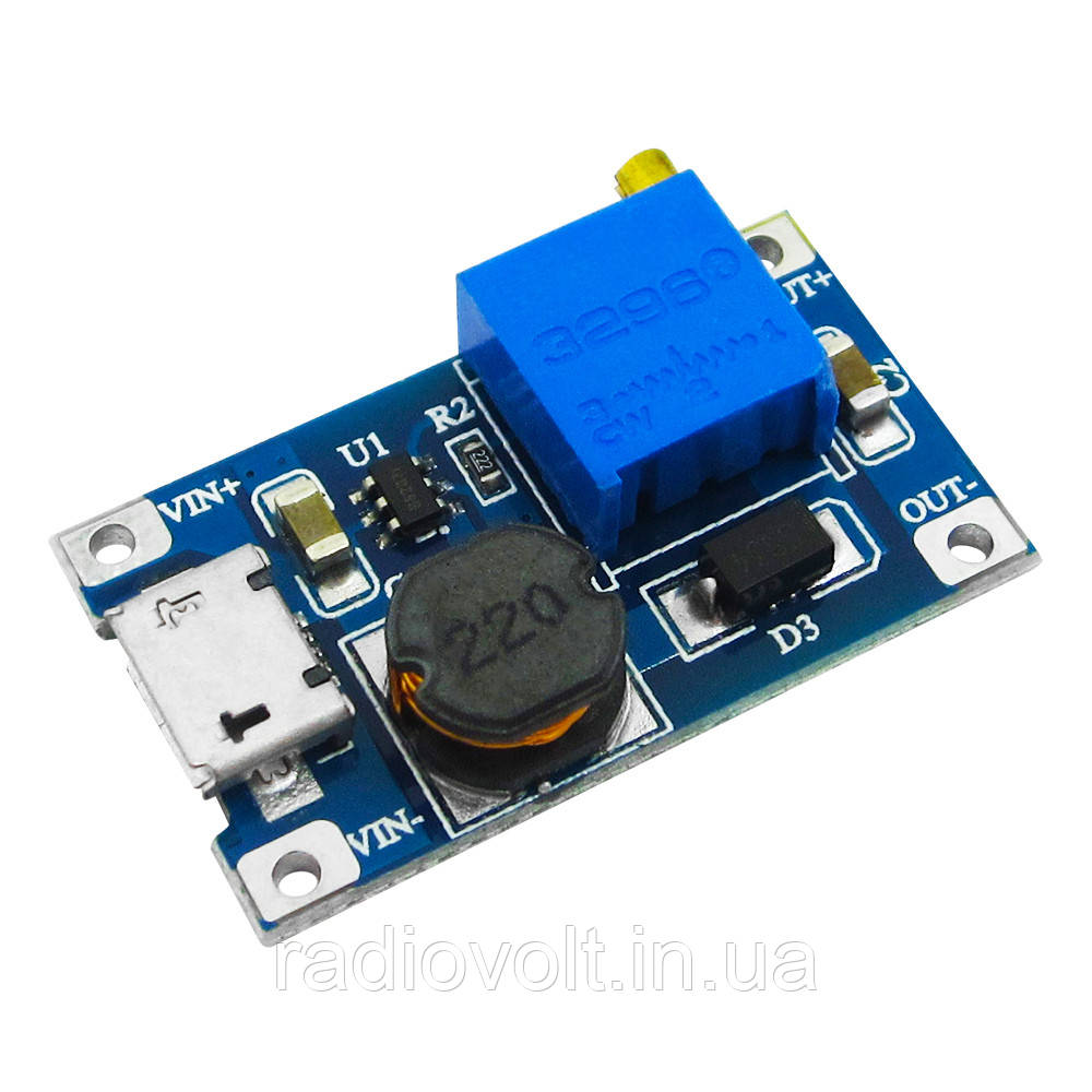 MT3608 MicroUSB Підвищуючий перетворювач з регулюванням напруги