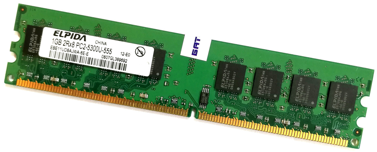 Оперативная память Elpida DDR2 1Gb 667MHz PC2 5300U CL5 1R8/2R8 Б/У MIX, фото 1