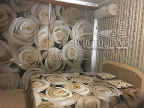Фото Покривало з Білою Трояндою. Матеріал Блекаут. Зшиті 2 полотна