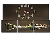 Модульная картина часы настенные 30х90 30х23 30х23 30х23 см, оригинальный подарок руководителю в офис