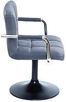 Крісло Arno Arm сірий В-1004 BK Base на чорній базі з підлокітниками, з регулюванням висоти сидіння 40-54 см, фото 3