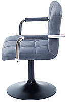 Крісло Arno Arm сірий В-1004 BK Base на чорній базі з підлокітниками, з регулюванням висоти сидіння 40-54 см, фото 4