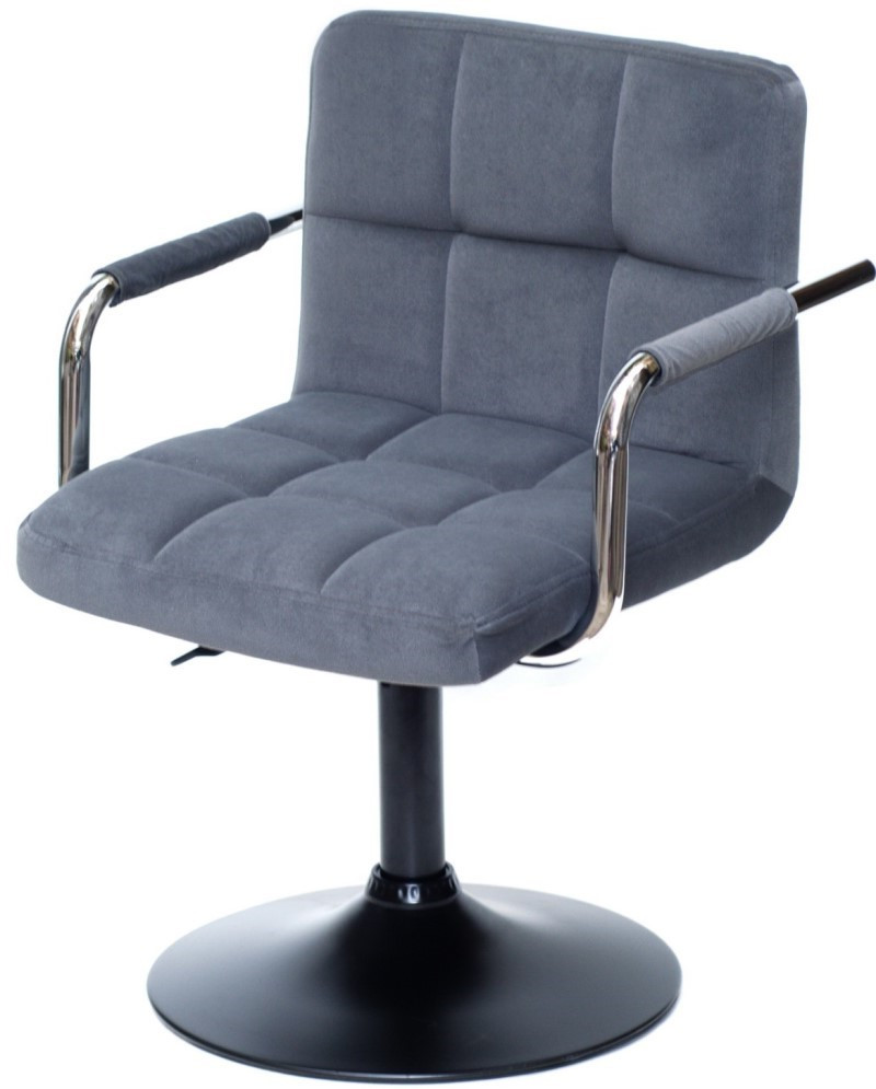 Крісло Arno Arm сірий В-1004 BK Base на чорній базі з підлокітниками, з регулюванням висоти сидіння 40-54 см, фото 1