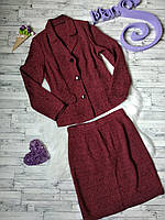 Костюм женский деловой пиджак и юбка бордо Размер 42-44 S