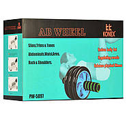 Тренажер (колесо, ролик) для м'язів преса з трьома пластиковими колесами та килимком Profi MS 0873, фото 6