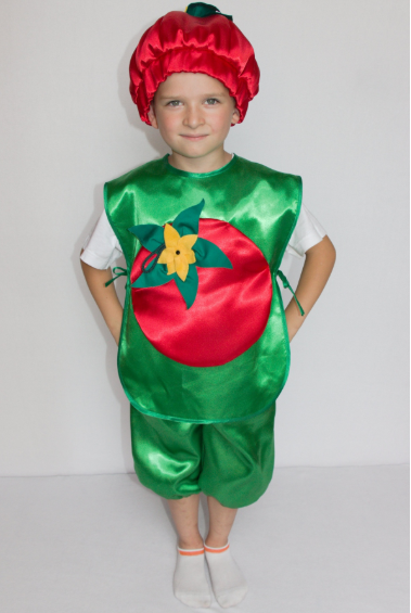 Дитячий карнавальний костюм Помідор №1 для хлопчиків з атласу від 3 до 8 років, фото 1
