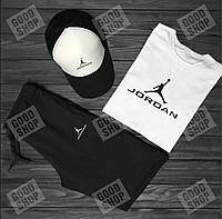 Мужской костюм тройка кепка футболка и шорты Джордан (Jordan), летний мужской костюм, S