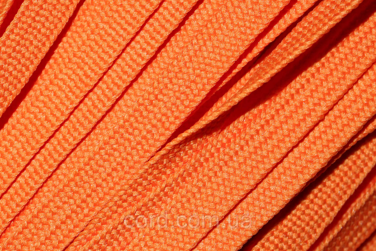 Тесьма(стрічка) шнур плоский поліестер 10мм помаранчевий моток 100м, фото 1