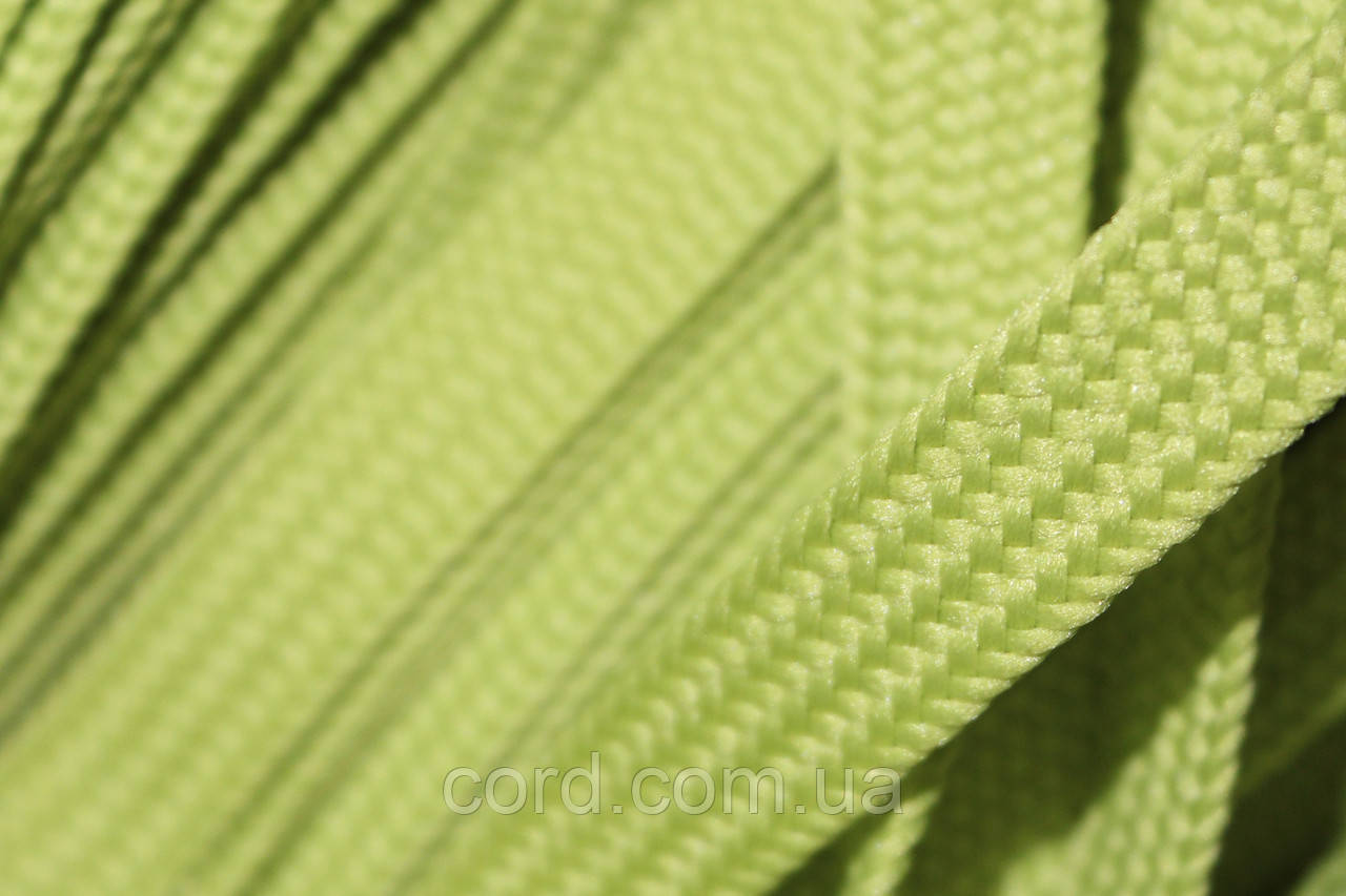Тесьма(стрічка) шнур плоский поліестер 10мм салатовий моток 100м, фото 1