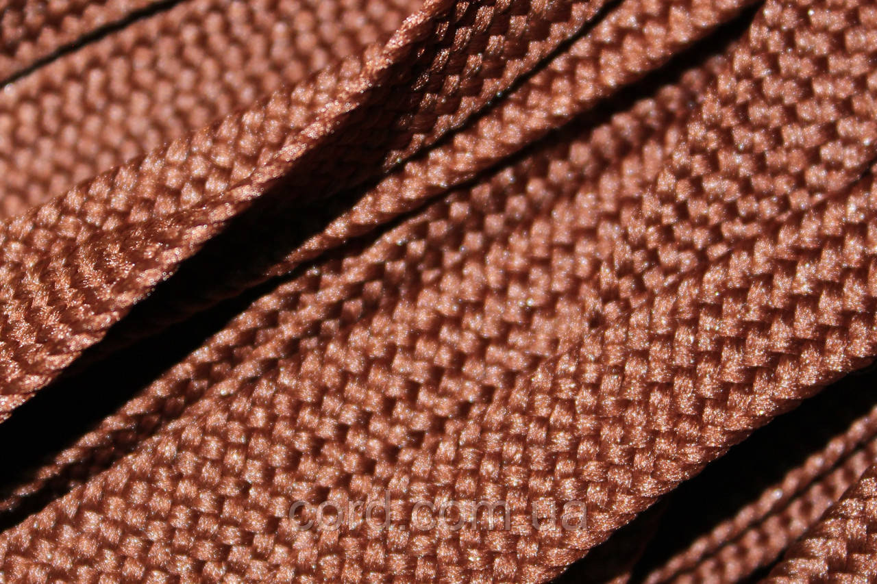 Тесьма(стрічка) шнур плоский поліестер 10мм коричневий моток 100м, фото 1