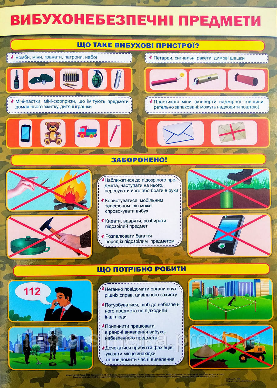 Плакат «Вибухонебезпечні предмети». (ПіП), фото 1