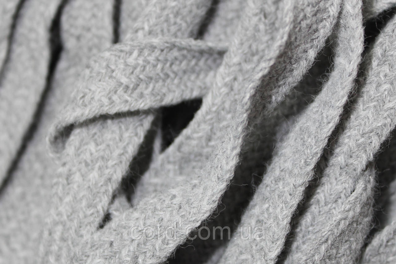 Тесьма(стрічка) шнур плоский акрил 10мм світло-сірий моток 100м, фото 1