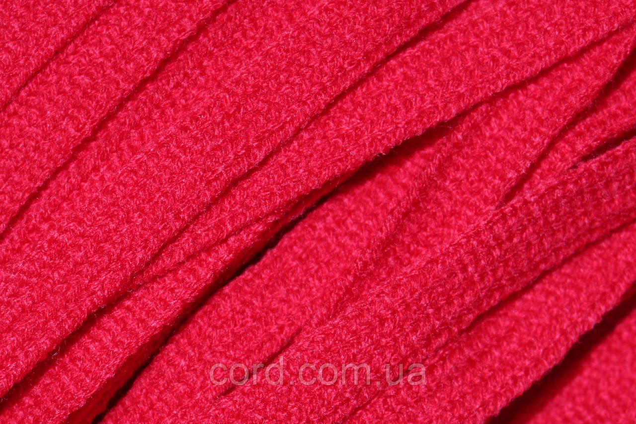 Тесьма(стрічка) шнур плоский акрил 10мм червоний моток 100м, фото 1