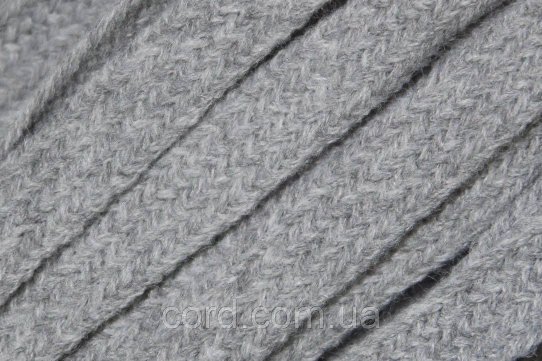 Тесьма(стрічка) шнур плоский акрил 10мм темно-сірий моток 100м, фото 1