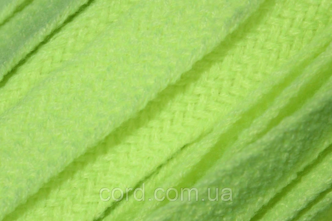 Тесьма(стрічка) шнур плоский акрил 10мм салатовий моток 100м, фото 1