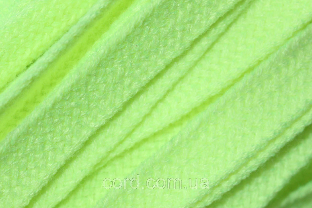 Тесьма(стрічка) шнур плоский акрил 15мм салатовий моток 50м, фото 1