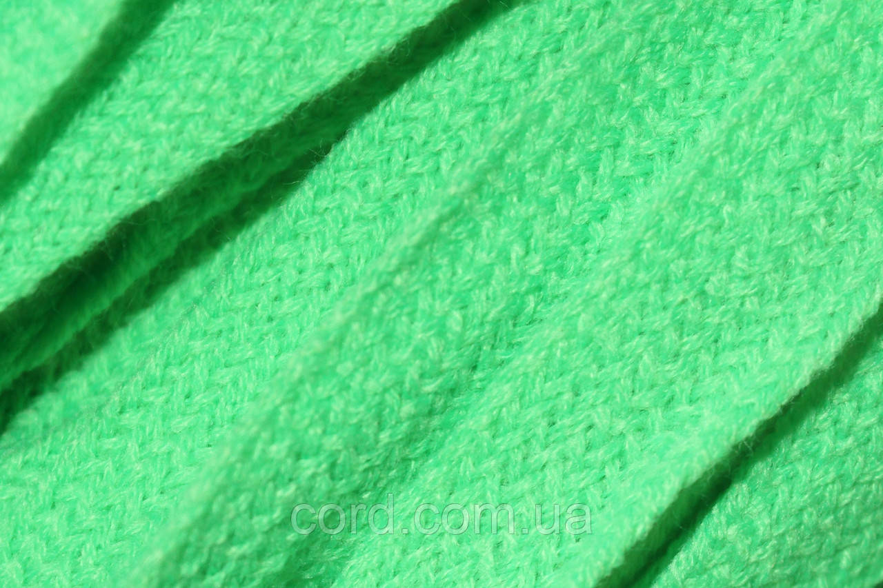 Тесьма(стрічка) шнур плоский акрил 15мм зелений моток 50м, фото 1