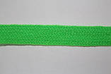 Тесьма(стрічка) шнур плоский акрил 15мм зелений моток 50м, фото 2