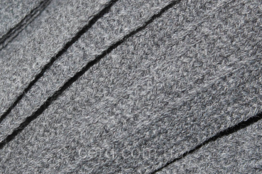 Тесьма(стрічка) шнур плоский акрил 15мм темно-сірий моток 50м, фото 1