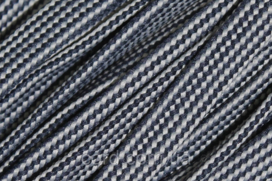 Шнур плоский чехол поліестер 15мм синій+світло-сірий моток 50м, фото 1