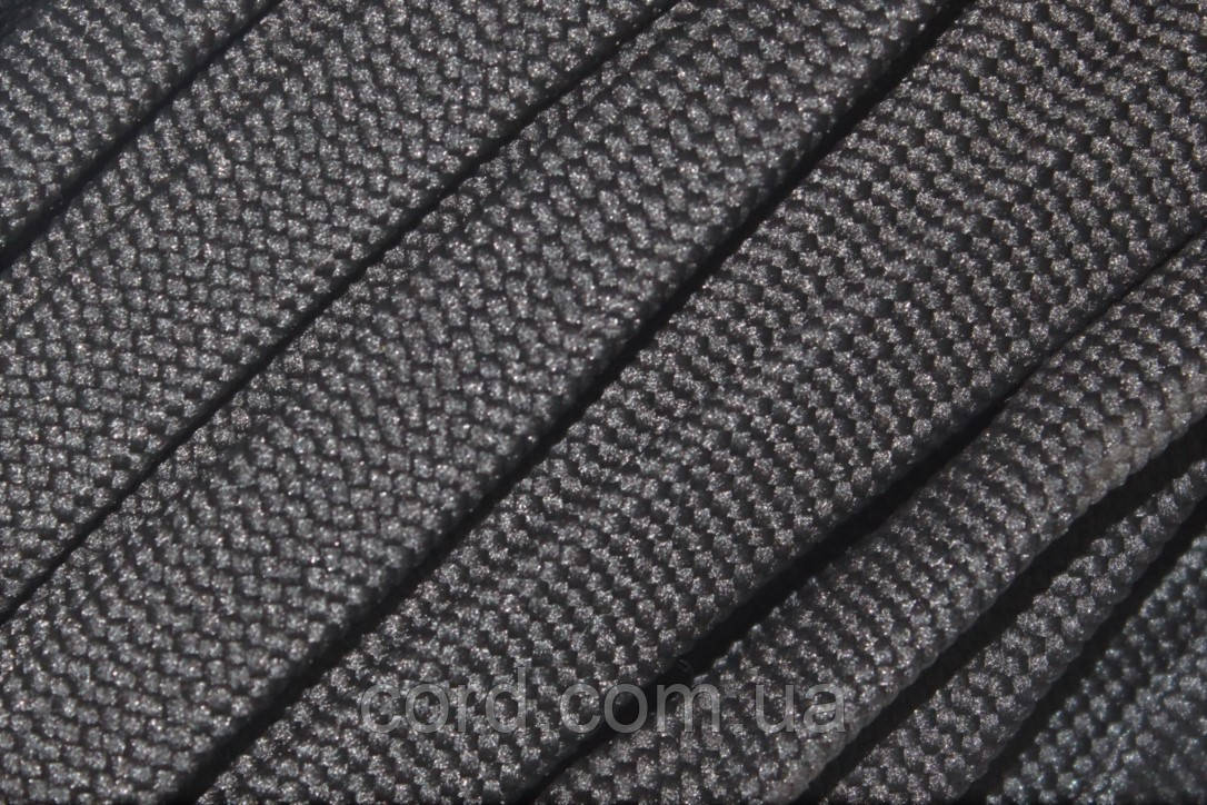 Шнур плоский чехол поліестер 15мм чорний моток 50м, фото 1