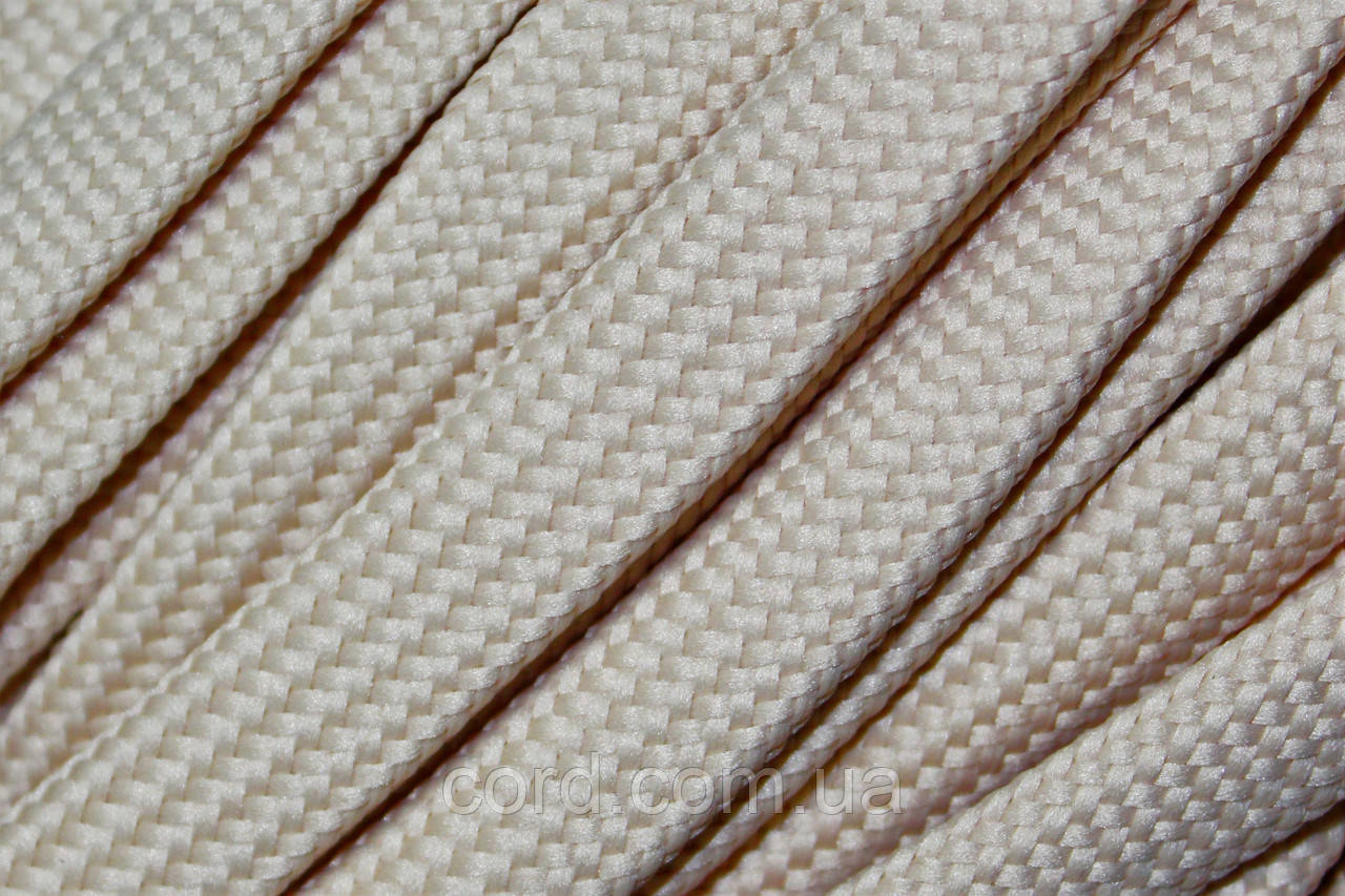 Шнур плоский чехол поліестер 15мм бежевий моток 50м, фото 1