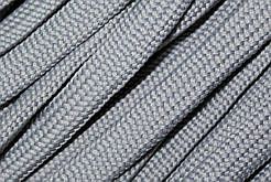 Шнур плоский чехол поліестер 15мм світло-сірий моток 50м