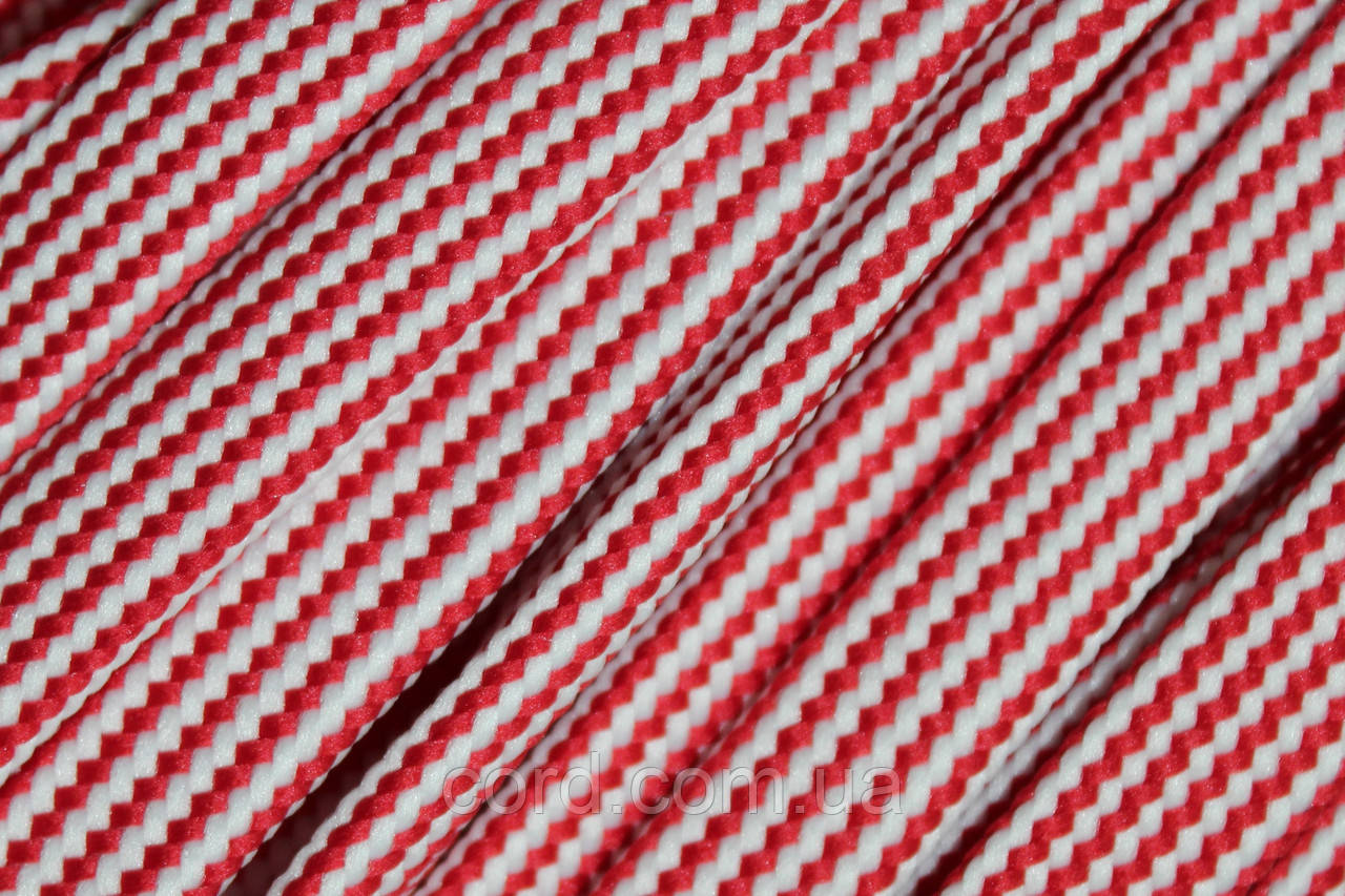 Шнур плоский чехол поліестер 15мм червоний+білий моток 50м, фото 1