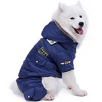 Зимовий комбінезон для собак "USA", синій, зимовий одяг для собак дрібних, середніх, великих порід
