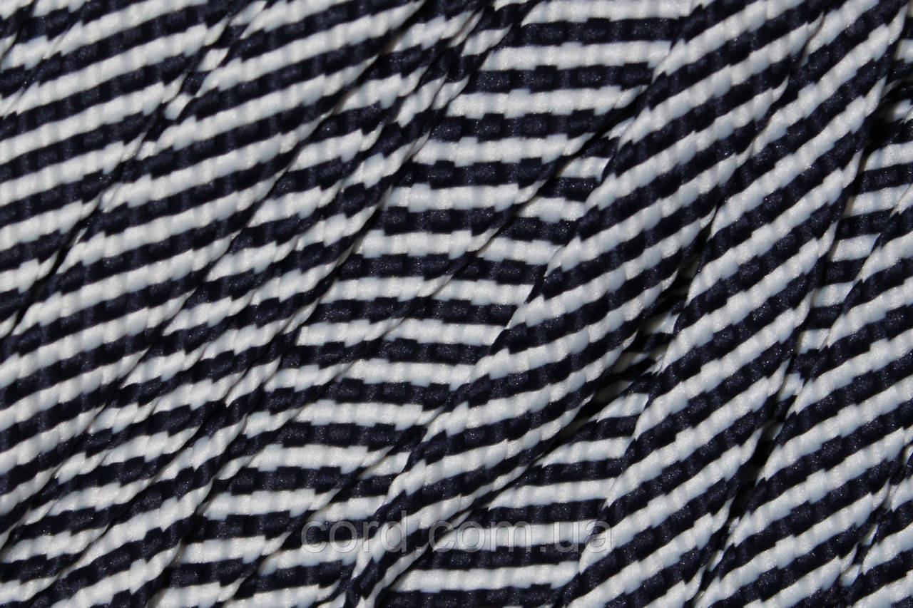 Шнур плоский щільний чехол поліестер 15мм синій+білий моток 100м, фото 1