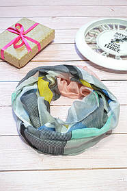 Бірюзовий шарф снуд жіночий красивий з блискітками і геометричним візерунком Lullaby