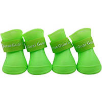 Непромокальні гумові чоботи для собак, зелений, гумове взуття для собак дрібних, середніх, великих порід, фото 1