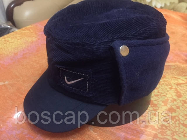 Вельветова кепка-німка дитяча, утеплена на флісі розмір 53-54, колір темно-синій
