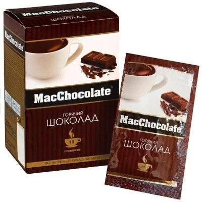 Гарячий шоколад MacCoffee 10 пакетиків розчинний для заварювання в чашці